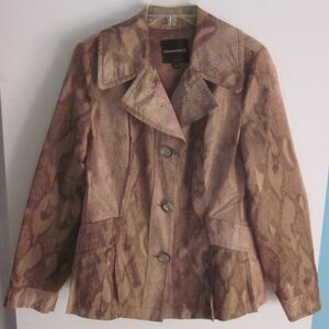 Creenstone Jacket Womens 40 Size 10/12 US Animal Print Lightweight Short Trench